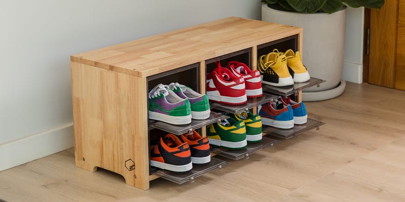 Wooden sneaker storage box sale