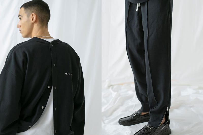 monkey time x Champion Back Snap Sweater, Tapered Sweatpants