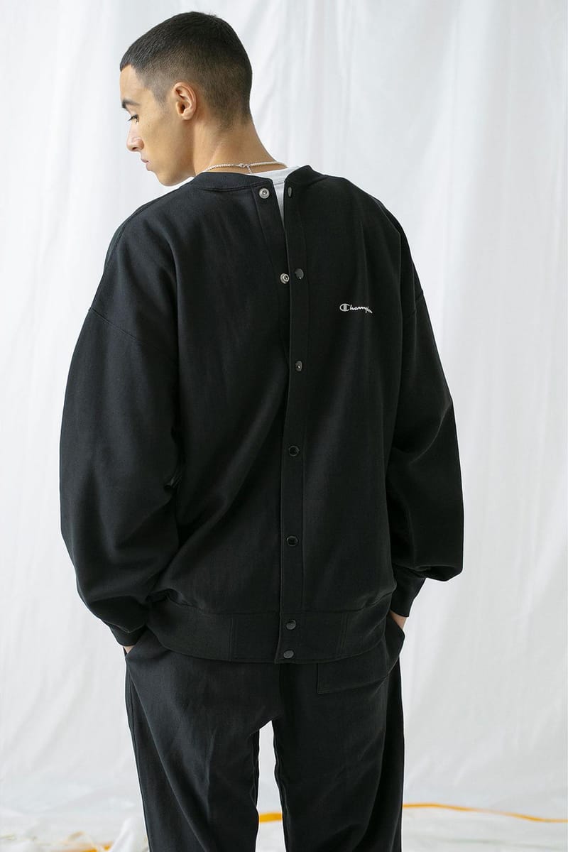 monkey time x Champion Back Snap Sweater, Tapered Sweatpants