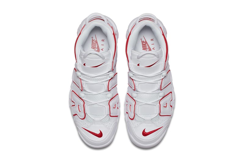 Air uptempo best sale red and white