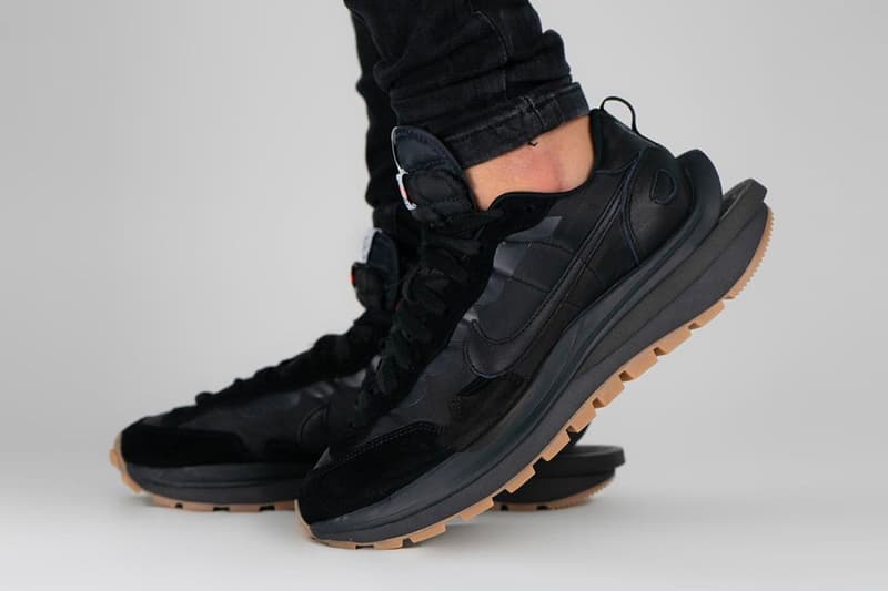 sacai x Nike Vaporwaffle "Black/Gum" On-Foot Look | HYPEBEAST