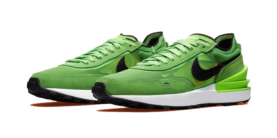 nike waffle lime green