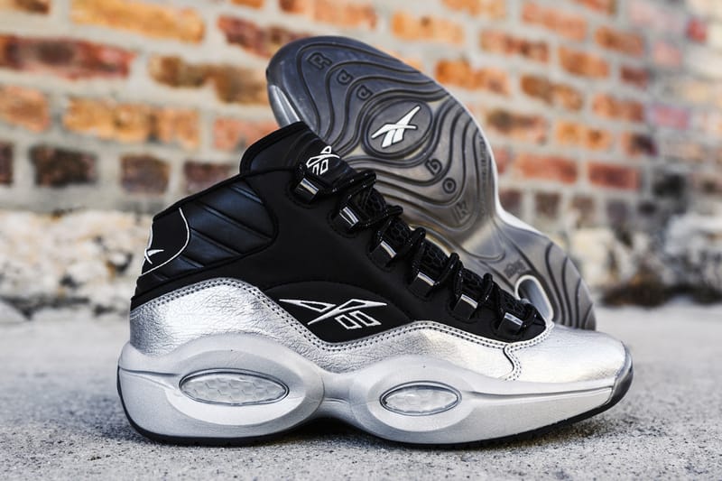 Reebok question mid black deals and white