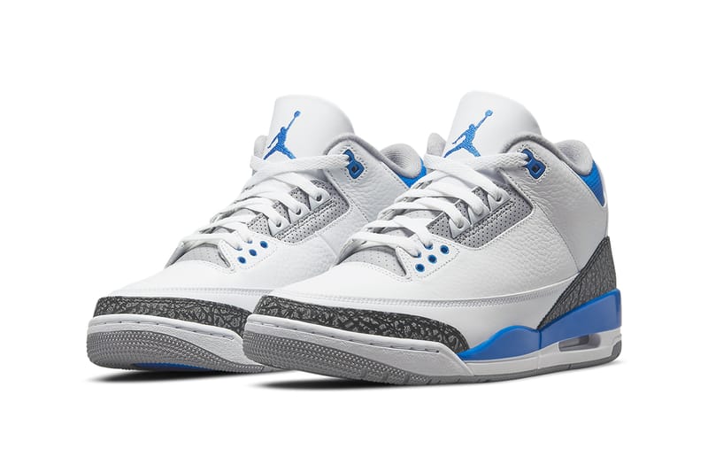 Jordan 3 powder blue best sale on feet