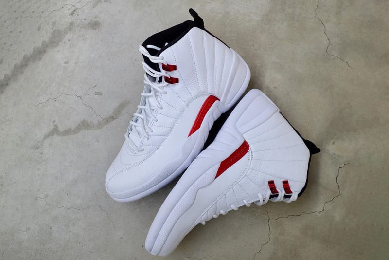 Air jordan 12 white university clearance red