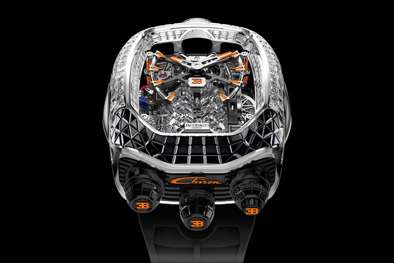 Jacob Co. Bugatti Chiron Tourbillon Baguette Black and Orange