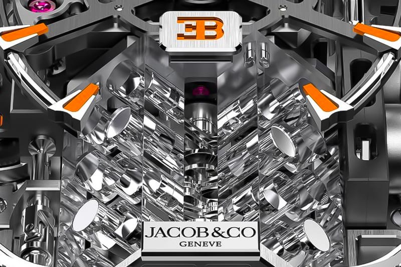 Jacob Co. Bugatti Chiron Tourbillon Baguette Black and Orange