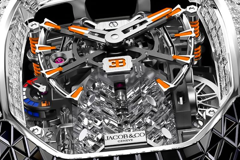 Jacob Co. Bugatti Chiron Tourbillon Baguette Black and Orange