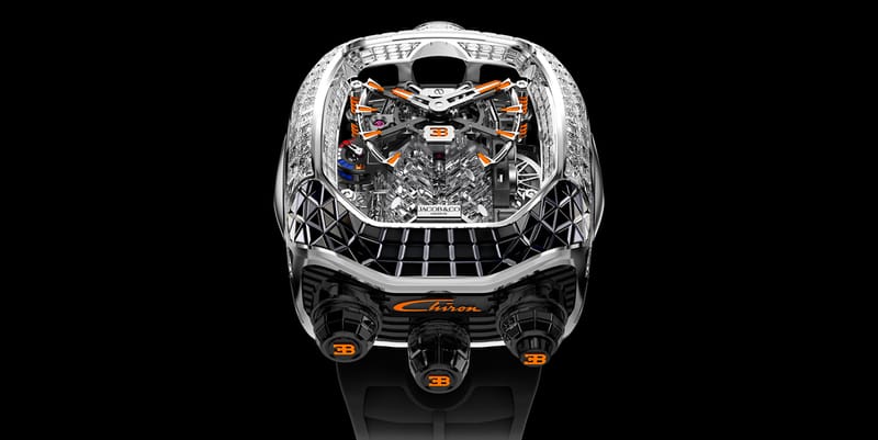 Jacob Co. Bugatti Chiron Tourbillon Baguette Black and Orange