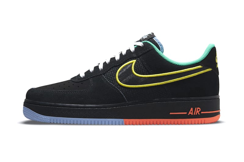 Black af1 with yellow swoosh sale