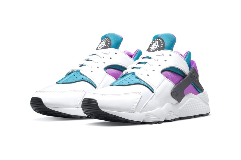 Nike huarache purple hot sale and white