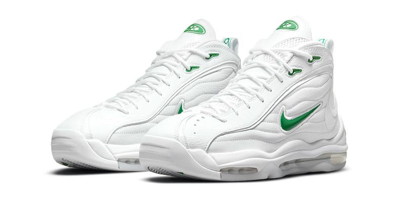 Nike uptempo white and green best sale