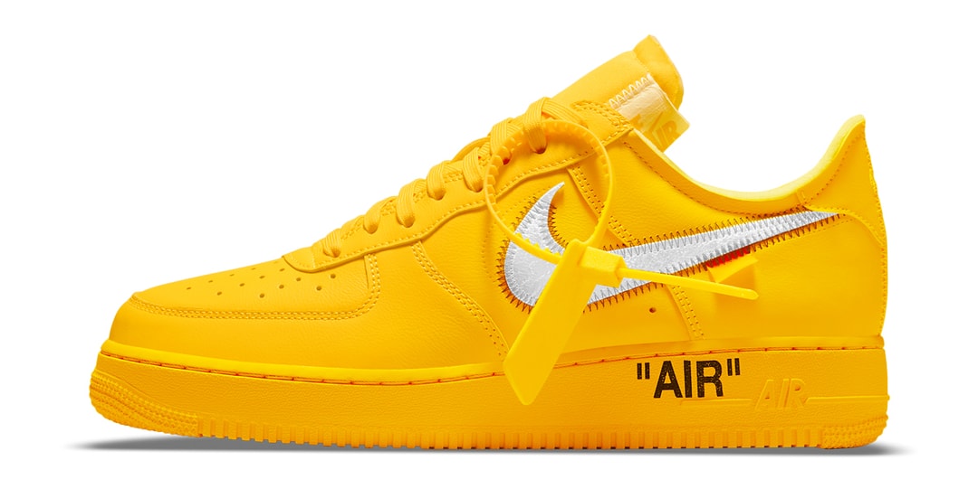 Официальные изображения кроссовок Off-White™ x Nike Air Force 1 «University Gold»