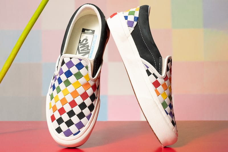 Vans slip on hot sale rainbow checkerboard