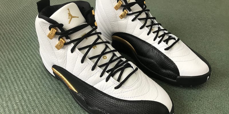 Jordan 12 black gold shops white