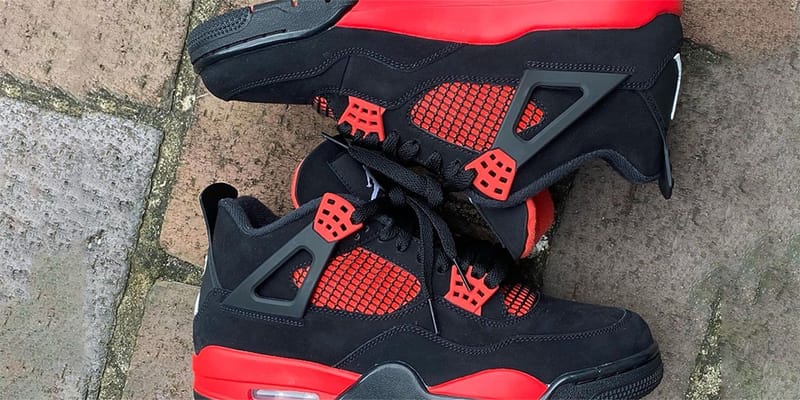 Air jordan 4 hot sale red black