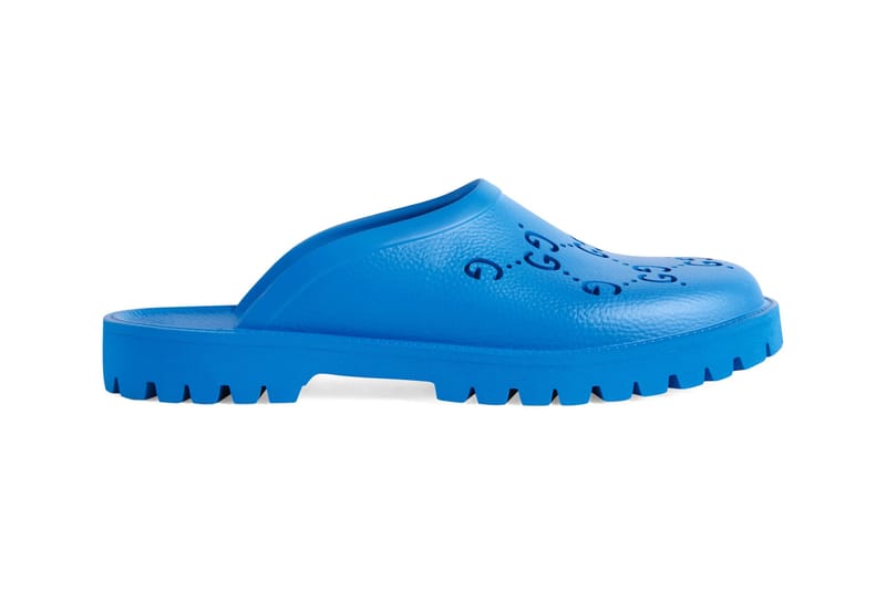 Blue gucci slippers hot sale