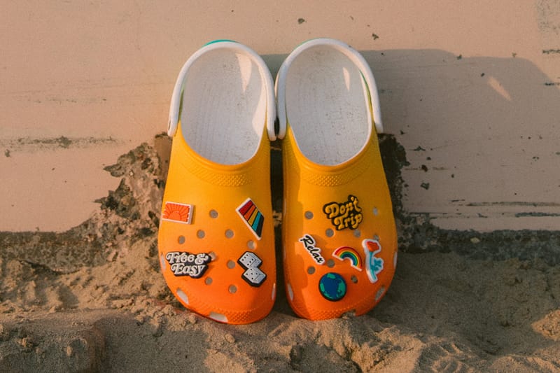 Yellow crocs in online store