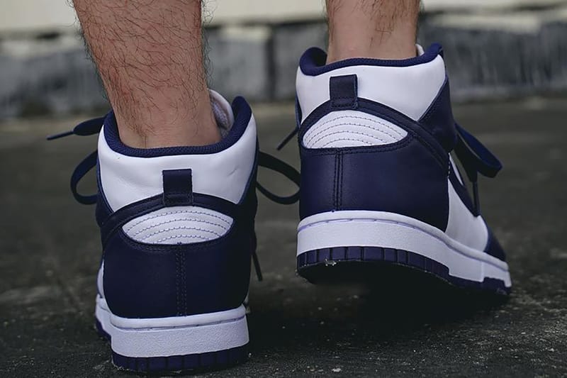 nike dunk championship navy on feet