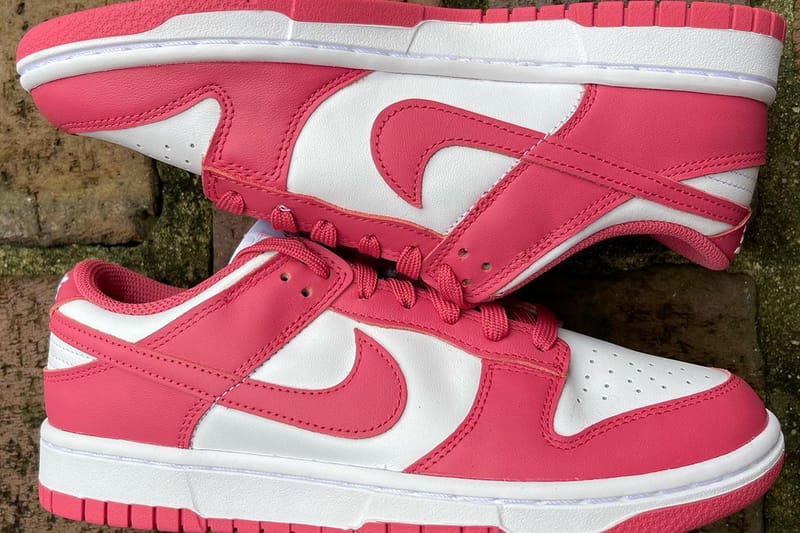 pink and white high top nikes