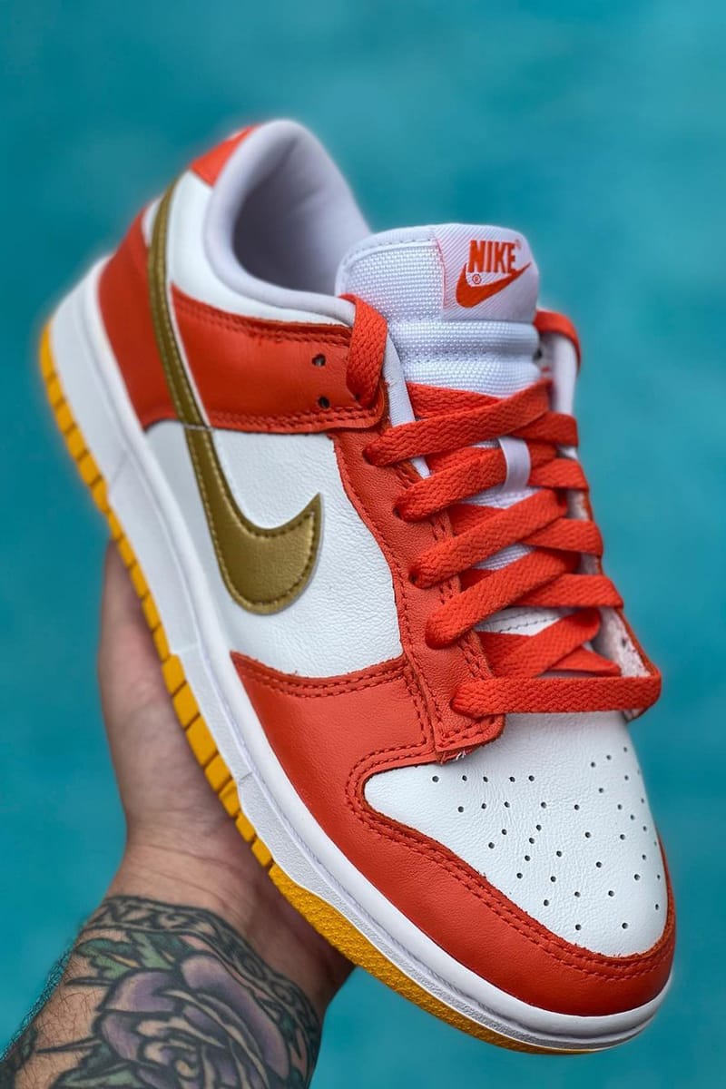 nike dunk low orange gold