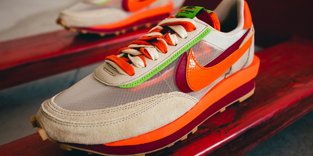 Приближенный взгляд: CLOT x sacai Nike LDWaffle “Orange Blaze”