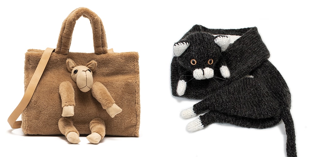 Компания Doublet превратила мягких игрушечных верблюдов, альпак и кошек в сумки и шарфы