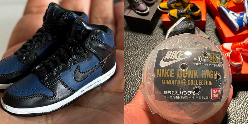 好評 ガチャ NIKE DUNK HIGH miniature collection mandhucollege