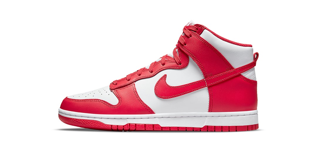 Официальные изображения Nike Dunk High «University Red»