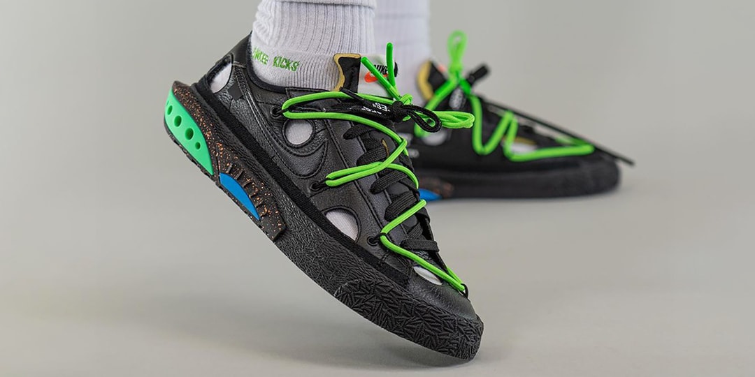 Взгляните на кроссовки Off-White™ x Nike Blazer Low черного цвета.