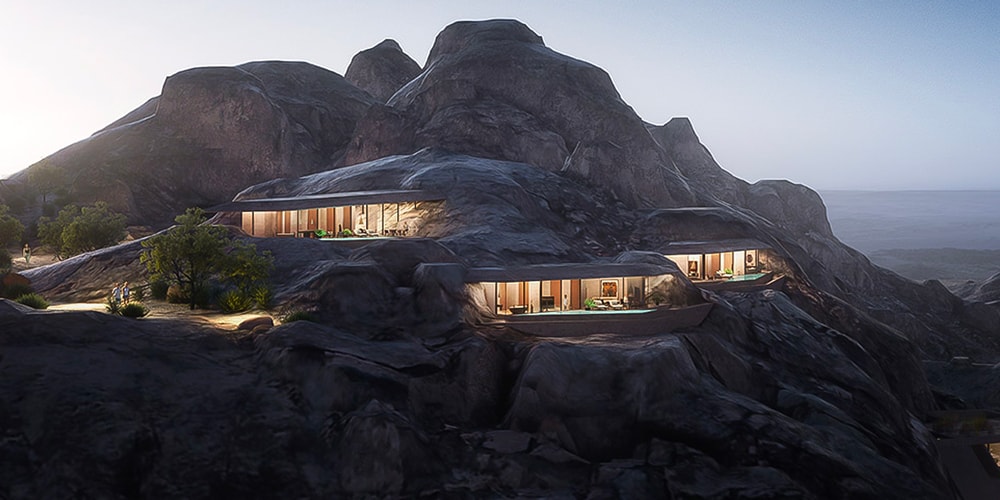 Oppenheim Architecture раскопает целую гору для курорта «Скала пустыни» в Саудовской Аравии