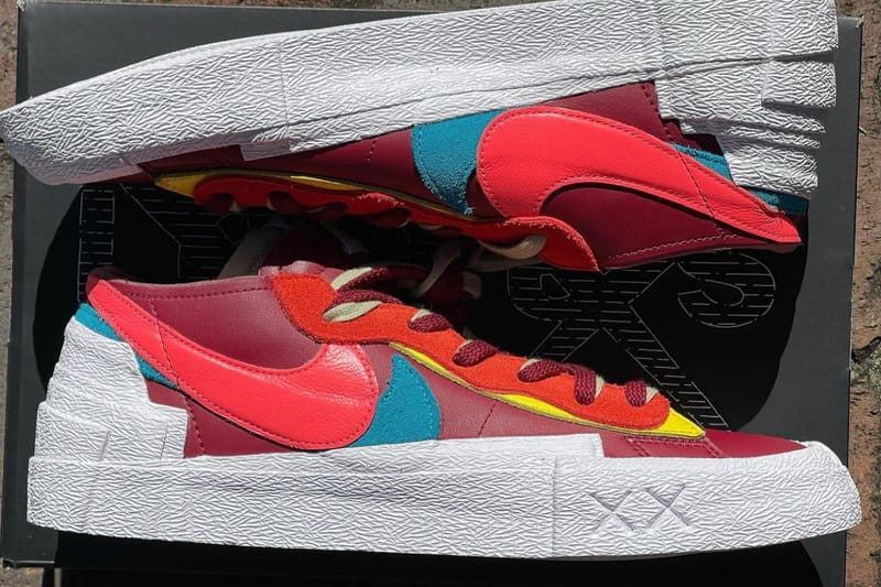 KAWS x sacai Nike Blazer Low Team Red/Neptune Blue Release Date |  Hypebeast