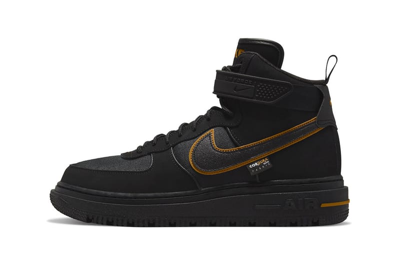 Nike air force 1 shop mid black and gold