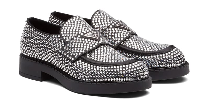 Prada Covers Chocolate Satin Loafers in Crystals | Hypebeast