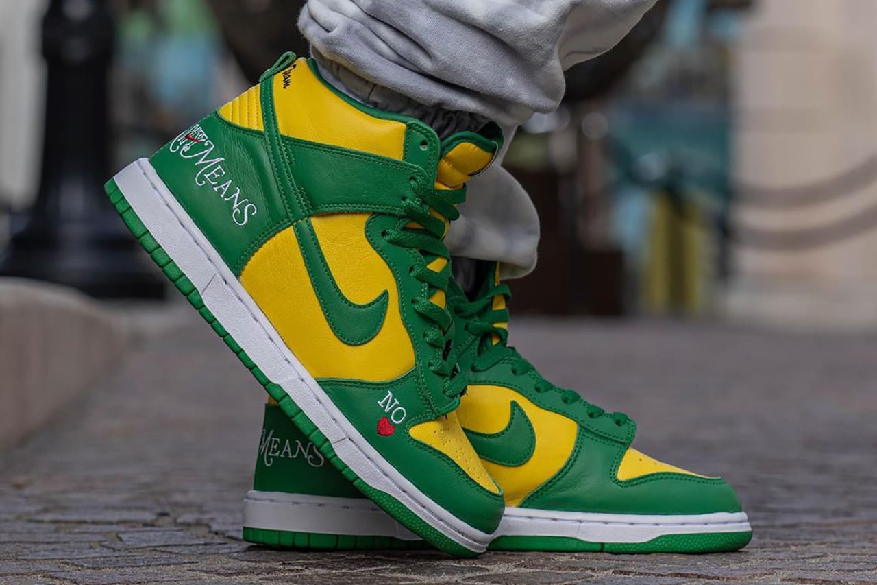 Supreme Nike SB Dunk High By Any Means Brazil DN3741-700 | Hypebeast