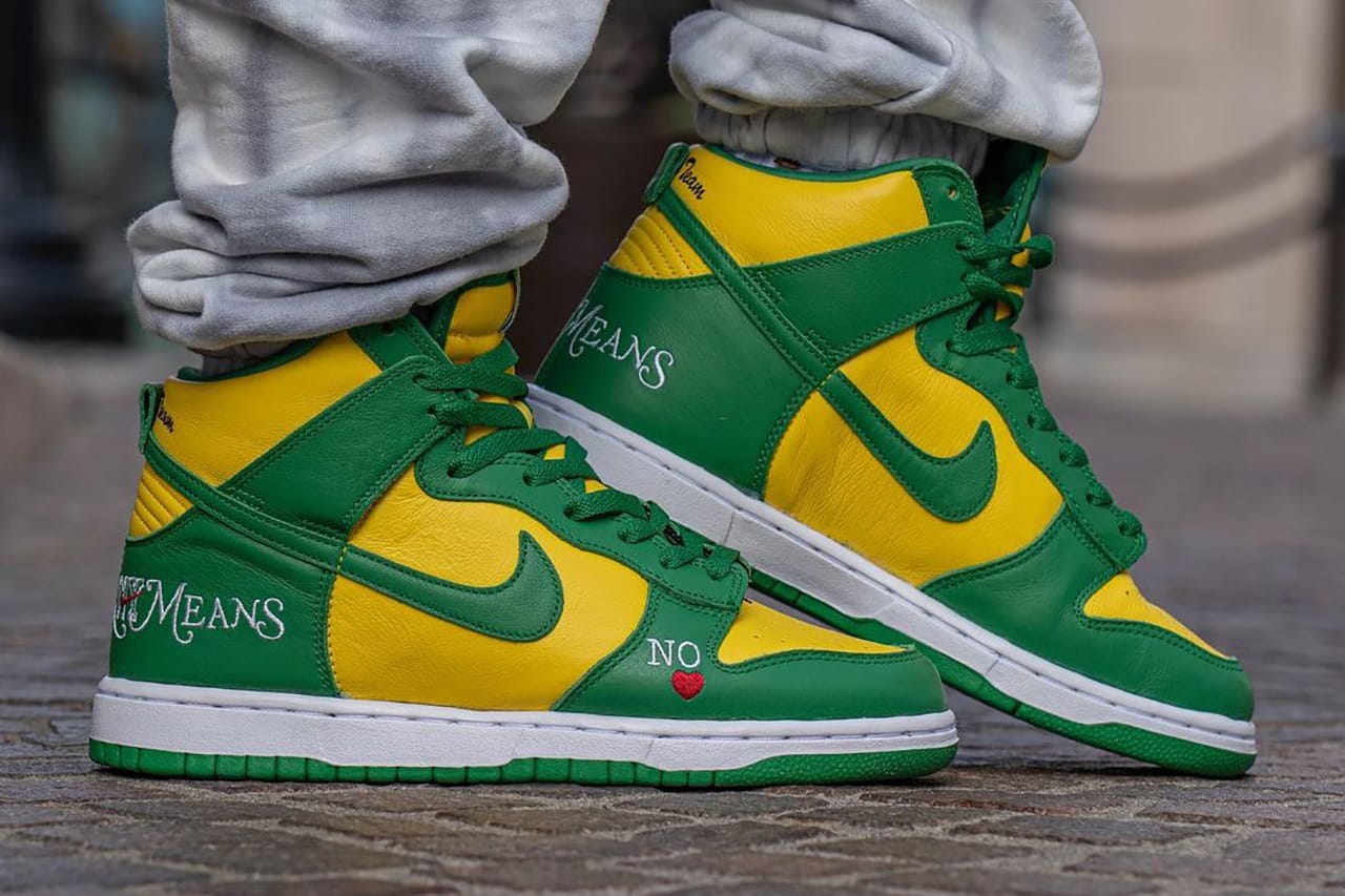 Supreme Nike SB Dunk High By Any Means Brazil DN3741-700 | Hypebeast