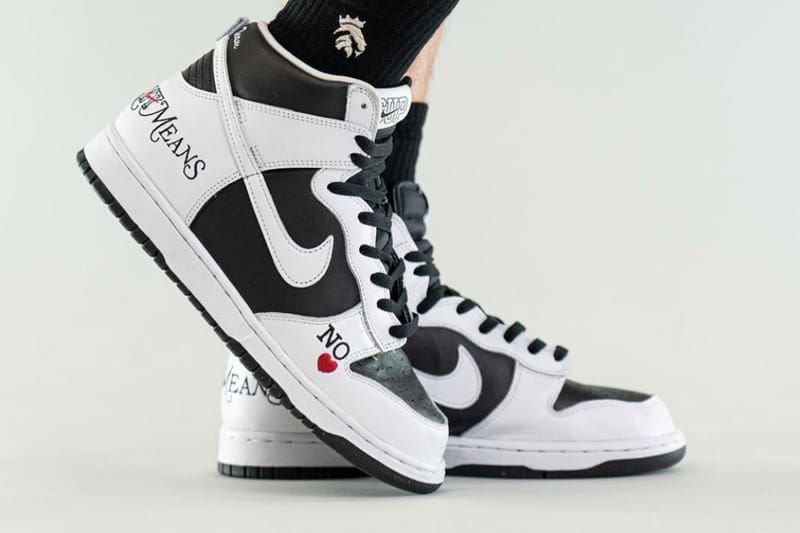 Supreme x Nike SB Dunk High By Any Means Black/White | Hypebeast