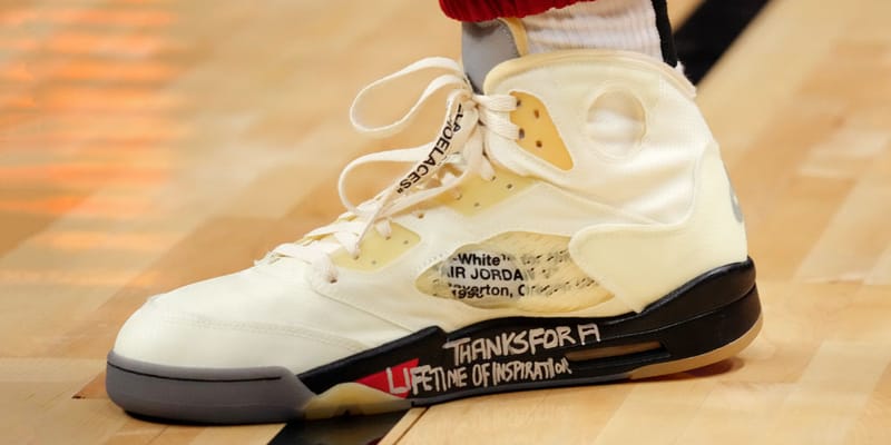 PJ Tucker Honors Virgil Abloh Custom Off White x Air Jordan 5