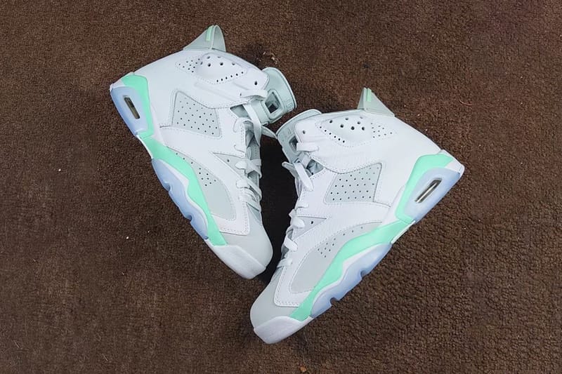 Mint green and white jordans best sale