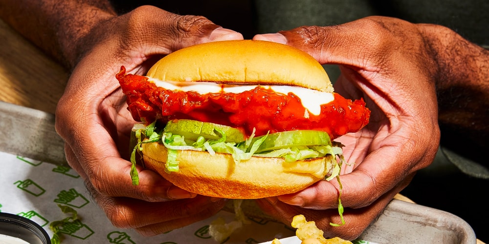 Shake Shack Buffalo Chicken Sandwich and Spiced Cheese Fries Hypebeast