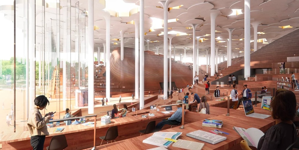 Snøhetta создает библиотеку в Пекине, вдохновленную деревом гинкго