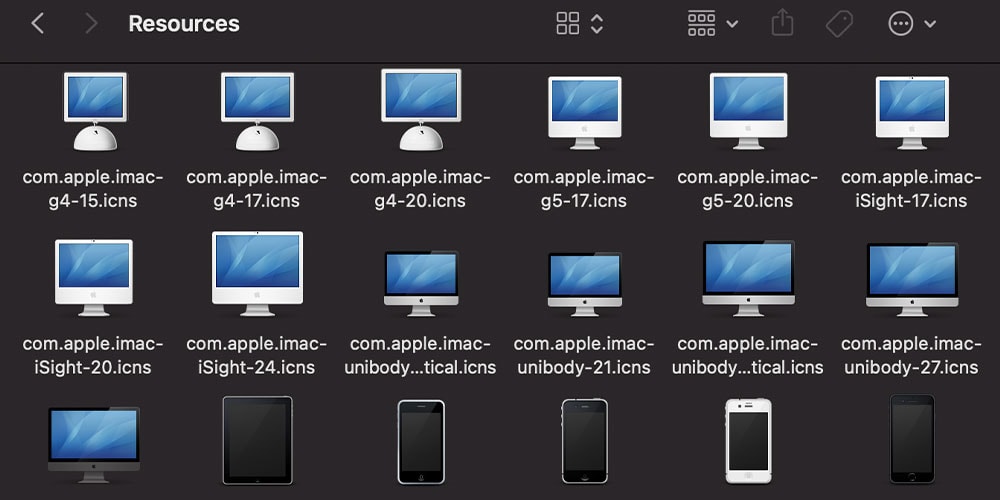 Пользователь обнаружил старые значки Apple, спрятанные в системной папке macOS