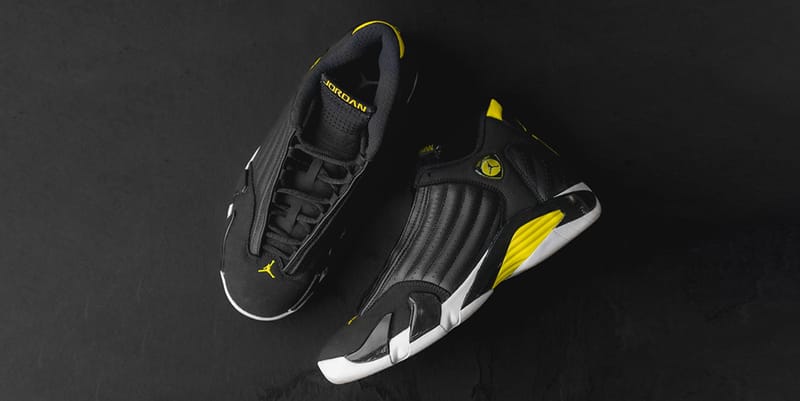 Jordan 14 cheap black and yellow