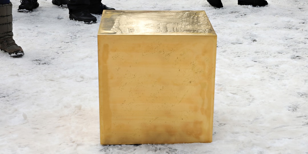 Niclas Castello Gold Cube Sculpture NYC Central Park | Hypebeast