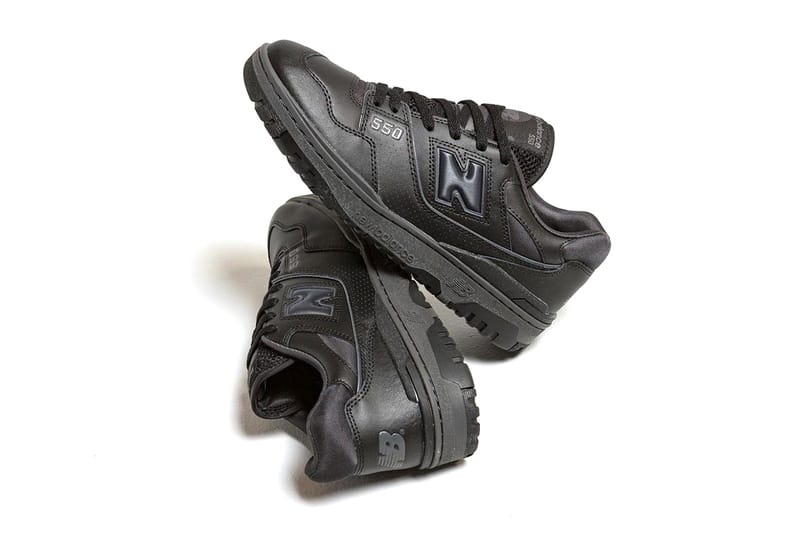 Black leather 2024 new balance shoes