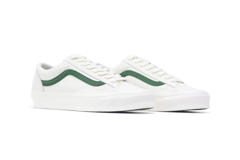 Green and sale white striped vans