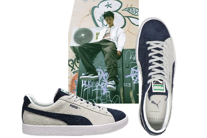 Puma suede white on sale green