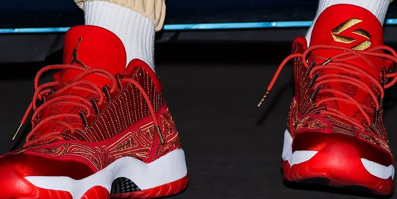 Luka Doncic Air Jordan 11 Low IE PE Red Gold | Hypebeast