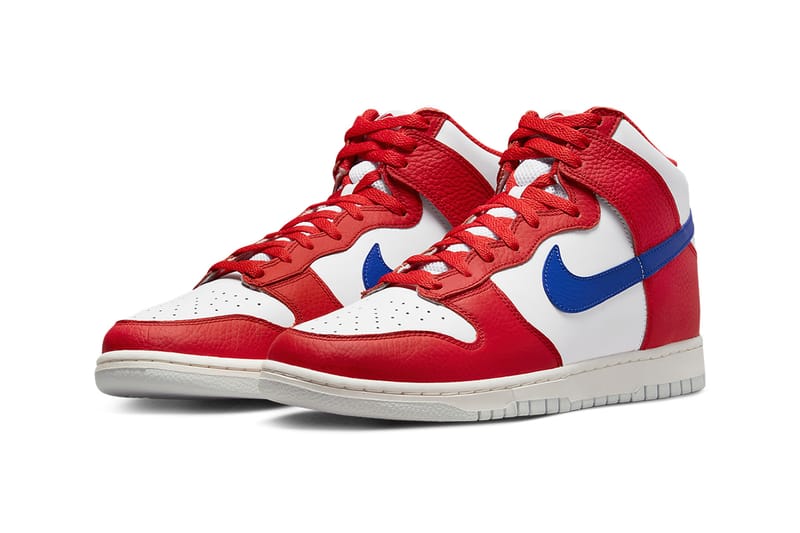 White nikes with outlet red and blue swoosh