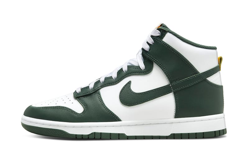 Nike Dunk High Is Releasing in White With Green and Gold Accents